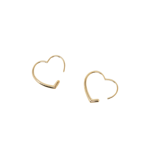 Heart Hook Hoop Earrings Gold