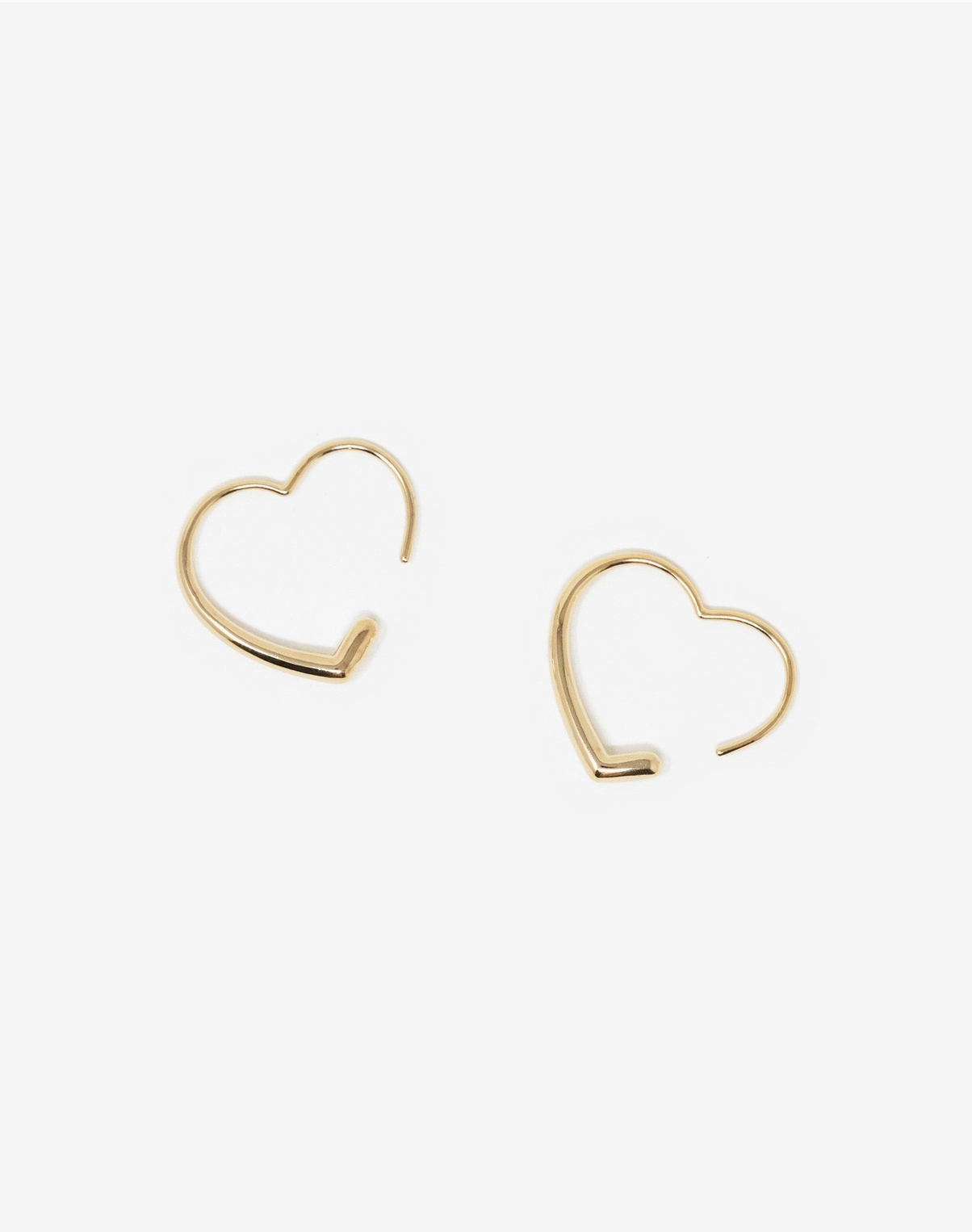 Heart Hook Hoop Earrings Gold